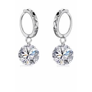 925 Sterling Silver Hoop Earrings Clear Crystal Gemstone Dangle